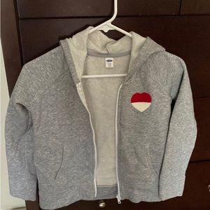Old Navy grey hoodie with embroidered heart girls size 8